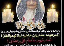 آسمانی شدن مادر شهید علی رمضانی در روستای براندود